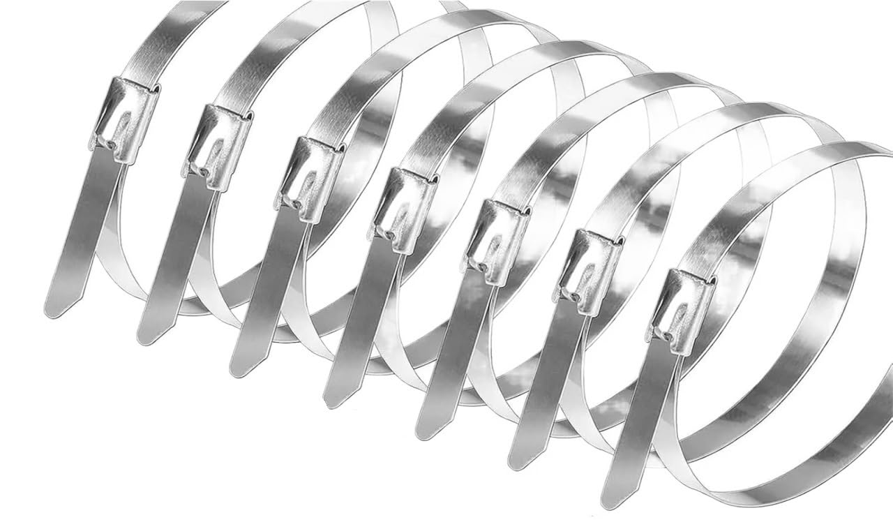 Fagoritime 4.6X200mm Stainless Steel Metal Cable Ties, Stainless Steel Metal Self-Lock Cable Ties(,60Pcs)