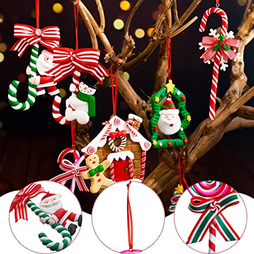 Vinsot 18 Pcs Christmas Candy Ornaments Lollipop Peppermint Fake Cane Decorations Candies Polymer Clay Ornament Hanging Decor Sweets Pendant For Xmas Party Supplies, Red #TOP2
