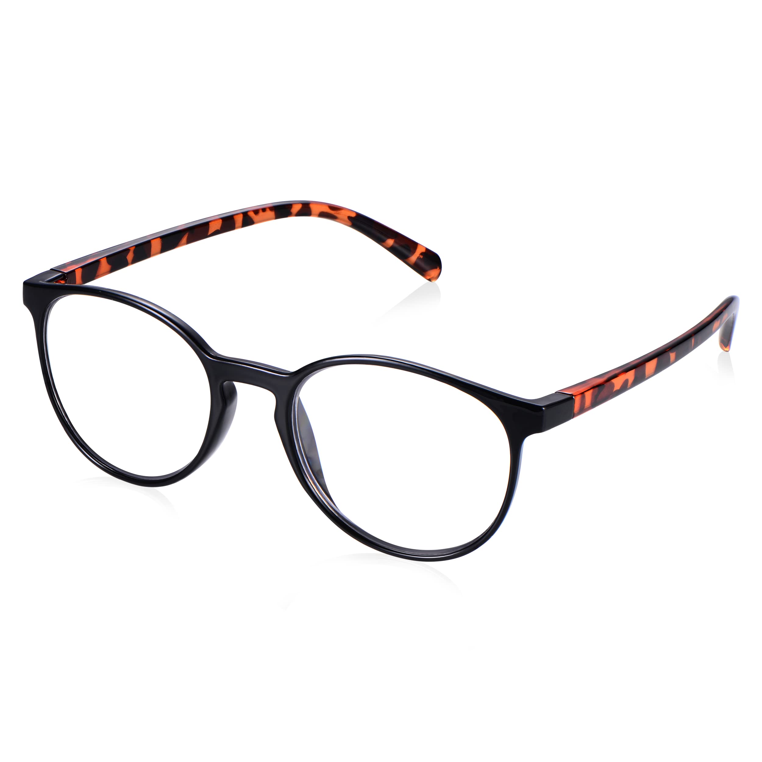 Read Optics Unisex Shiny Black & Tort 2.5 Glasses For Reading, Mens & Womens Round Ready To Wear Readers, Non Prescription Specs,