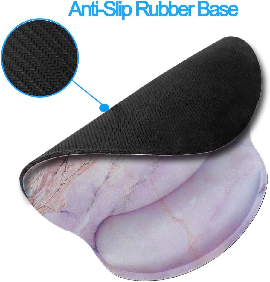 Memory Foam Mousepad with Wrist Support Design Ergonomic Mouse Pad Comfortable Wrist Rest Non-Slip PU Base Mouse Mat (Mable Light Pink)