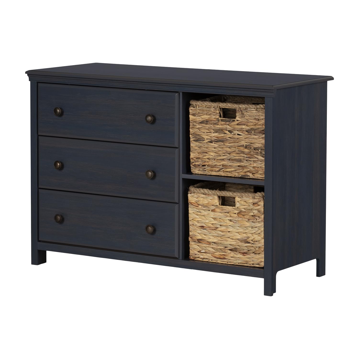 South Shore Cotton Candy 3-Drawer Dresser with Baskets-Blueberry