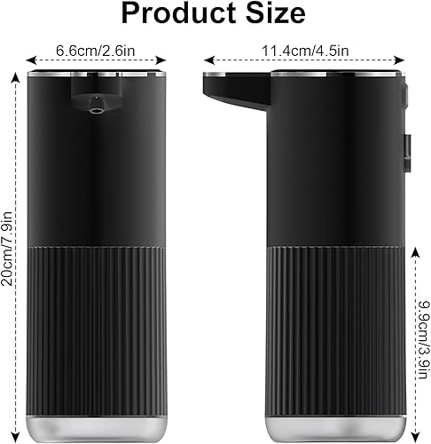 Miniatura 6 de Dispensador automático de jabón espumoso, dispensador de jabón de manos recargable sin contacto de 12.2 onzas, 4 niveles ajustables con pantalla,
