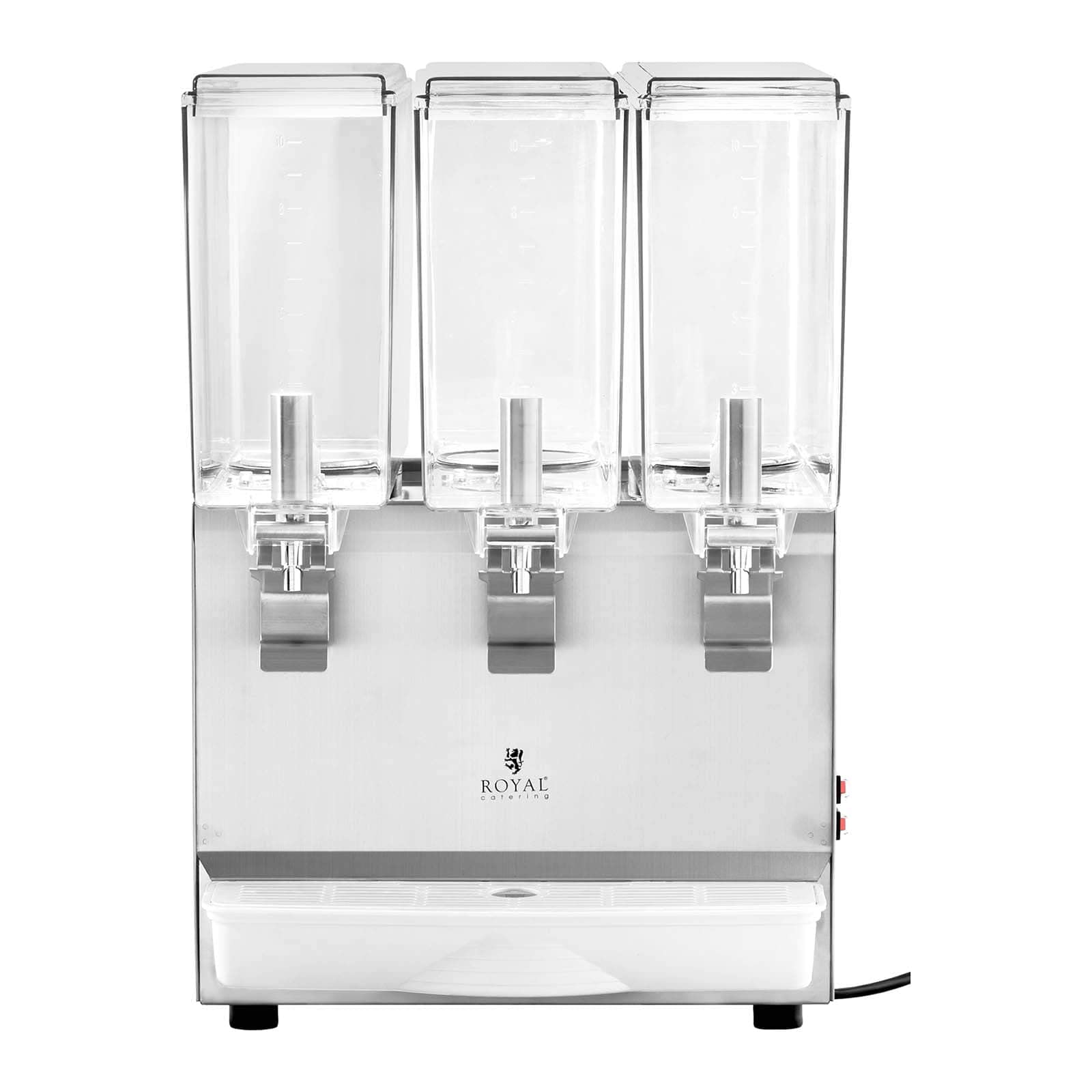 Royal Catering Dispensador de Zumo y Bebidas Frías RC-JDD03 (Capacidad: 3 x 10 L, Potencia: 320 W, Funciones: enfriar, mezclar)