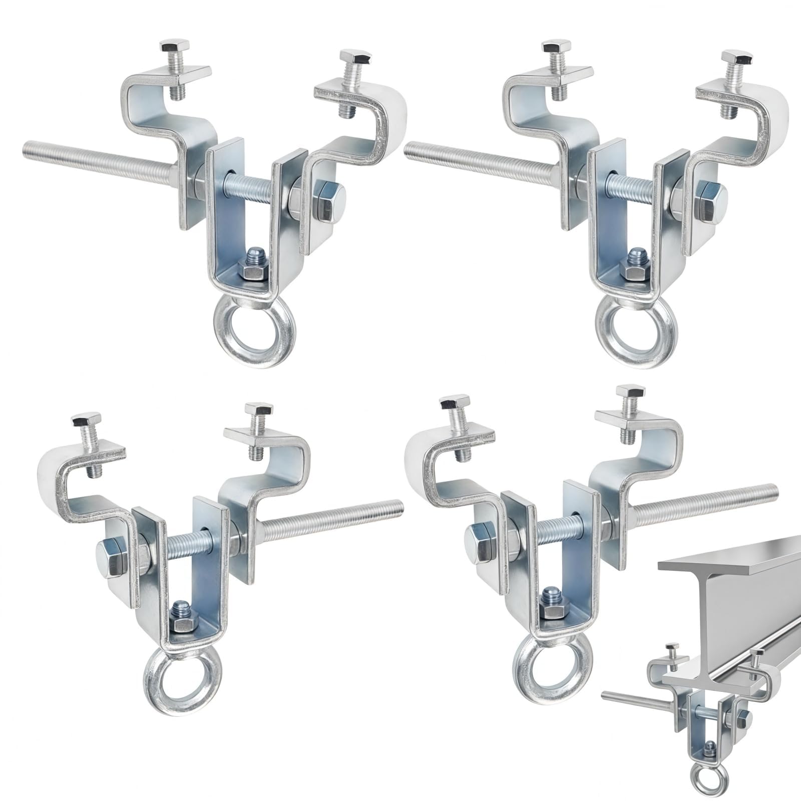 SQLJYU 4 Piezas Soporte Saco Boxeo, Soporte para Saco de Boxeo, Soporte Saco Boxeo Suelo Techo, para Viga Ajustable de 65 mm a 225 mm