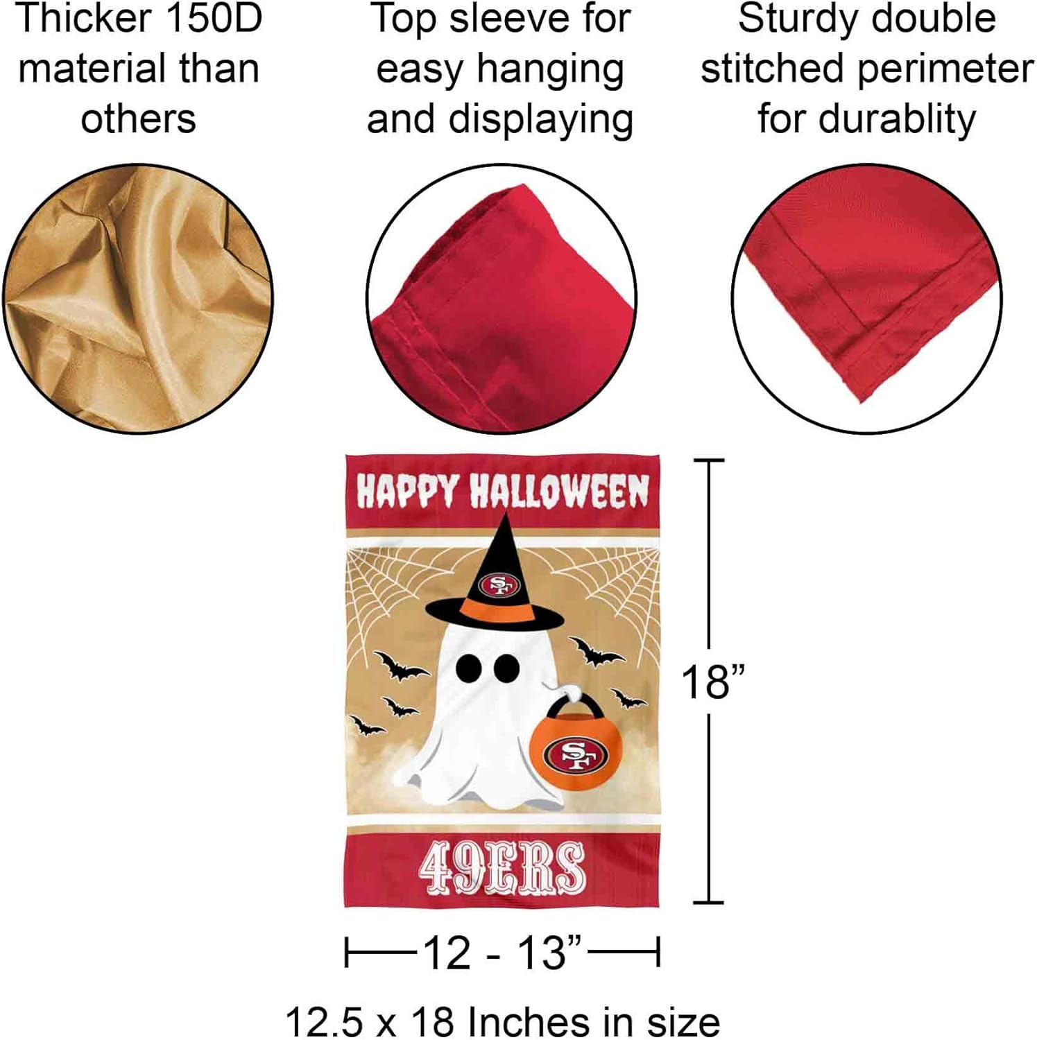 San Francisco 49ers Happy Halloween Garden Flag Double Sided Banner - Image 3
