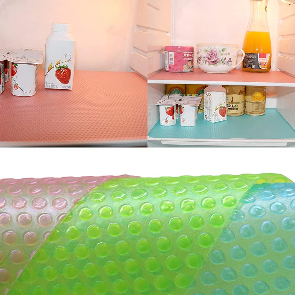 NAIDEV Refrigerator Liners Mats Washable, Refrigerator Mats Liner Waterproof Oilproof, Fridge Liners for Shelves, Cover Pads for Freezer Glass Shelf Cupboard Cabinet Drawer (PACK OF 12, GREEN) 2