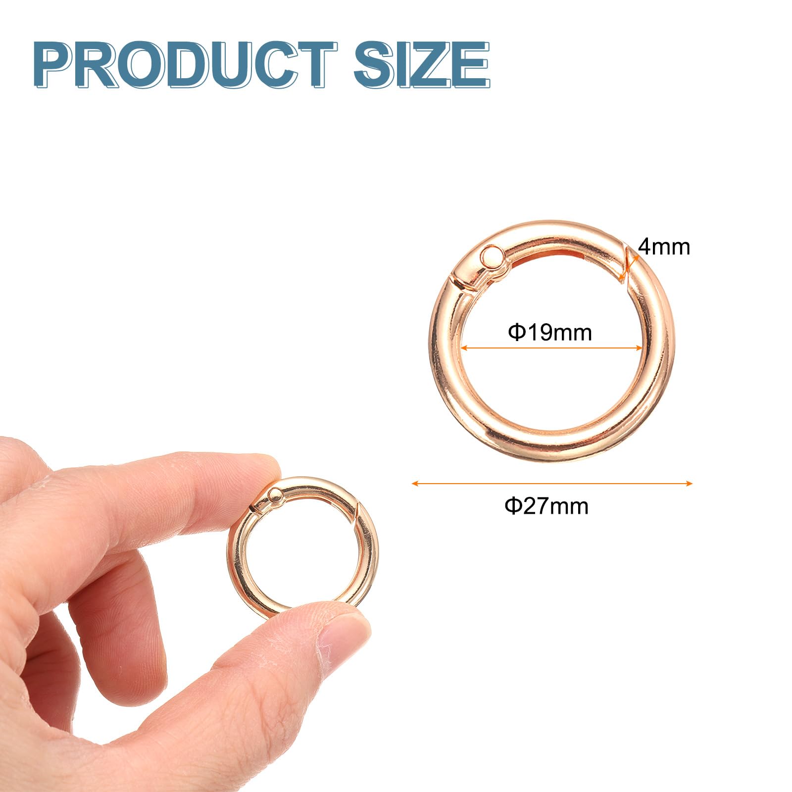 QUARKZMAN 8pcs Anillo de Resorte, 19mm O Ring Llavero Mosquetón Clip Hebilla Redonda Cierre de Metal Aleación Broche Accesorio para Senderismo Manualidades DIY Bolsa Decoración, Dorado