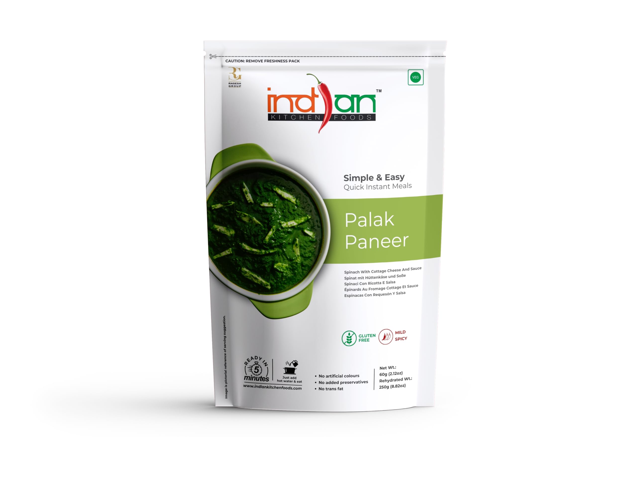 Indian Kitchen Foods Instant Palak Paneer - Freeze Dried, Gluten-Free, Ready-to-Eat Indian Vegetarian Meal (B07CCNMZDT) Amazon Price History, Amazon Price Tracker