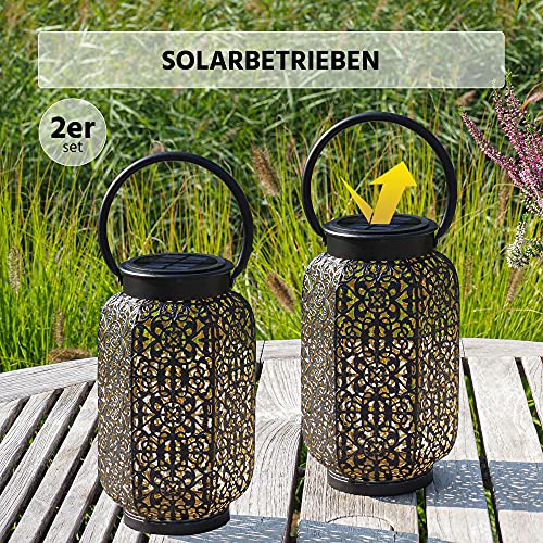 Gadgy Orientalische Laterne | 2 Stück | Solar Gartendeko für Außen | Led Solarlampe | Schwarz & Gold Metall… – Bild 3
