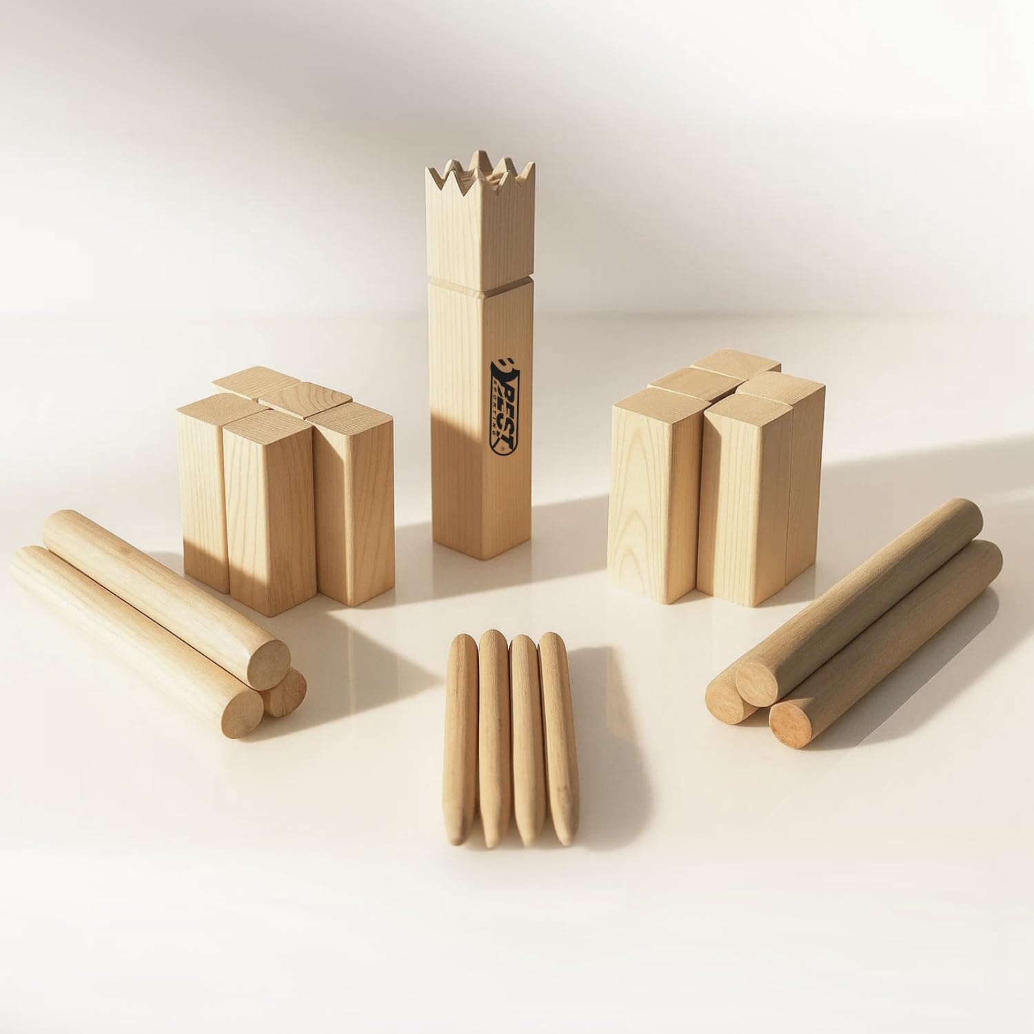 Best Sporting Nordmann-Schach Reise-Set | Kubb Spiel für Erwachsene & Kinder | Outdoor Wurfspiel aus Holz | Gesellschaftsspiel für Draußen | Kompaktes Holzspiel mit Tragetasche