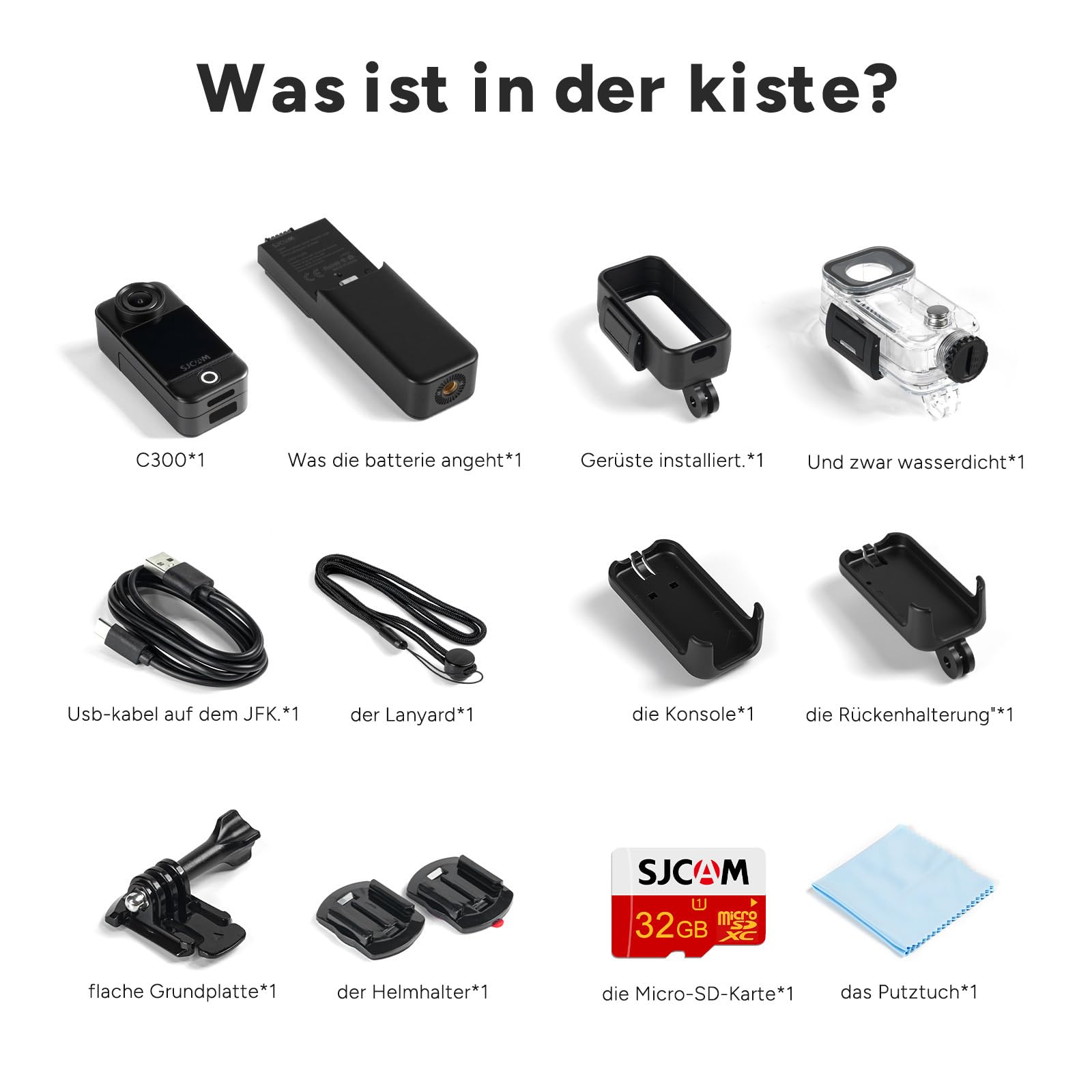 SJCAM C300 Pocket Vlog Kamera Action Cam 4K,7-Stunden Akkulaufzeit, 6-Achsen-Stabilisierung,Dual-Touchscreen-Körperkamera, 30 Meter wasserdicht, für Vlogging Camera YouTube-Live-Streaming
