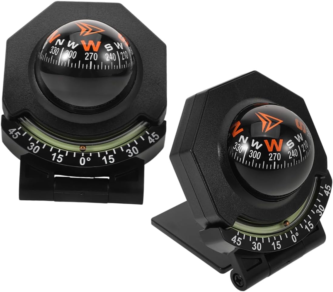 2pcs Car Dashboard Compass with Inclinometer High Precision Compass for Vehicles and Boats Easy to Install Directional Guidance Tool