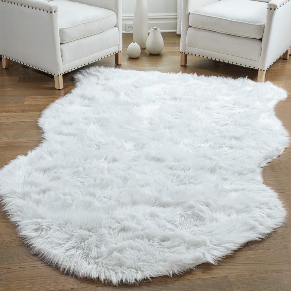 Gorilla Grip Fluffy Faux Fur Sheep Rug, 6x9, Machine Washable Soft