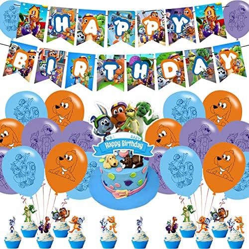 Go Dog Go Birthday Party Supplies, Go Dog Go Theme Birthday Party Decorations, Includes Cupcake Toppers Banner ,18 Balloons .Cute Go Dog Go Theme for Birthday Party