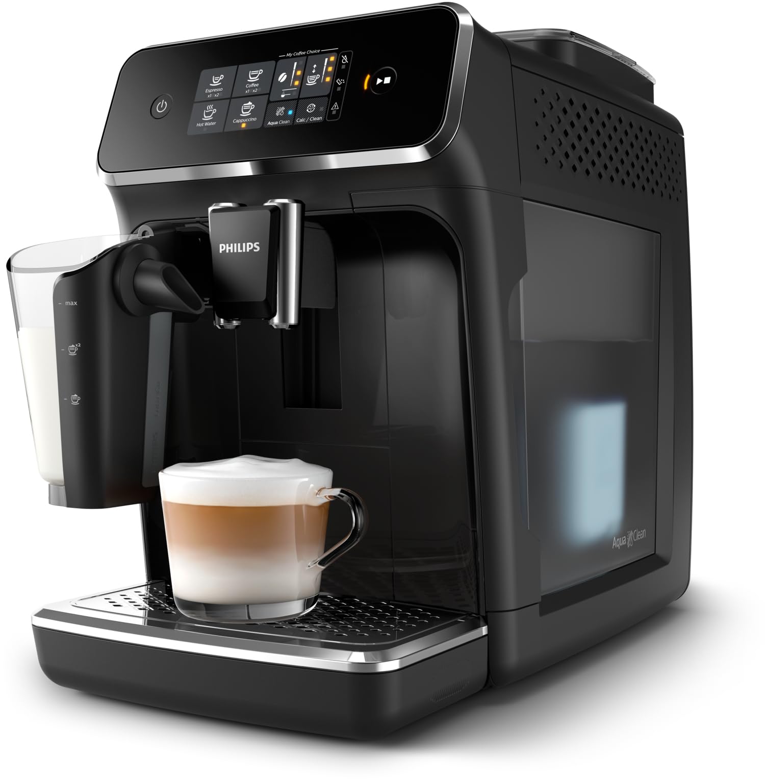 Philips Expresso broyeur Série 2200-3 Boissons, Écran tactile, Carafe LatteGo, Broyeur céramique, Machine à café à grain Noire (EP2231/40)
