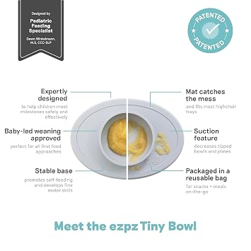 ezpz Tiny Spoon + Tiny Bowl - Baby Essentials Spoon and Bowl