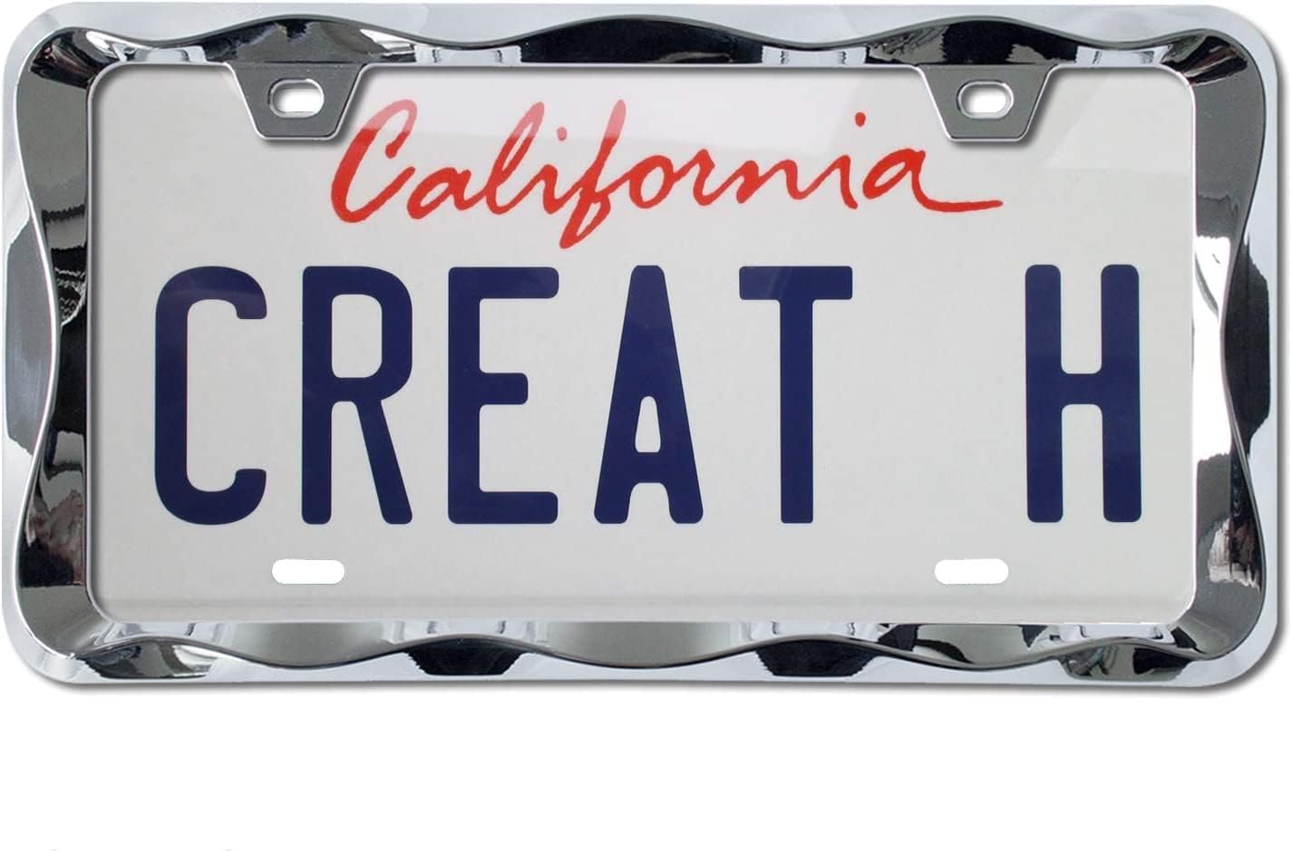 Creathome 3D Curly Wave Pattern Chrome License Plate Frame from Pure Zinc Alloy Metal