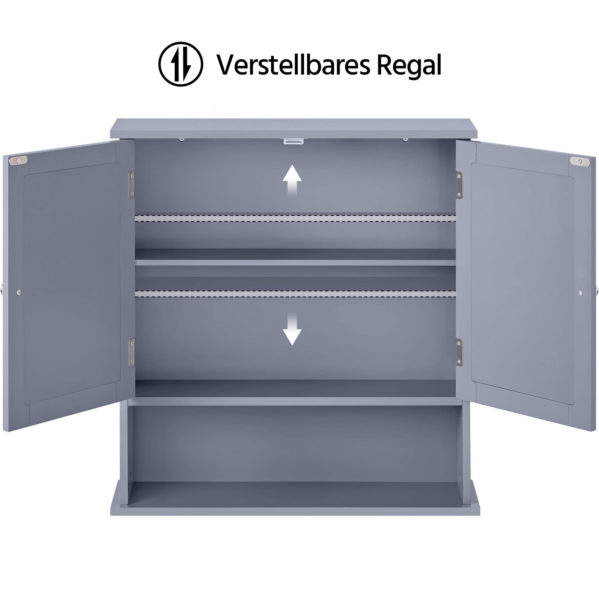 Yaheetech Hangkast met spiegel badkamerkast wandspiegel in hoogte verstelbare plank voor badkamer/keuken 56cmx13cmx58cm wit