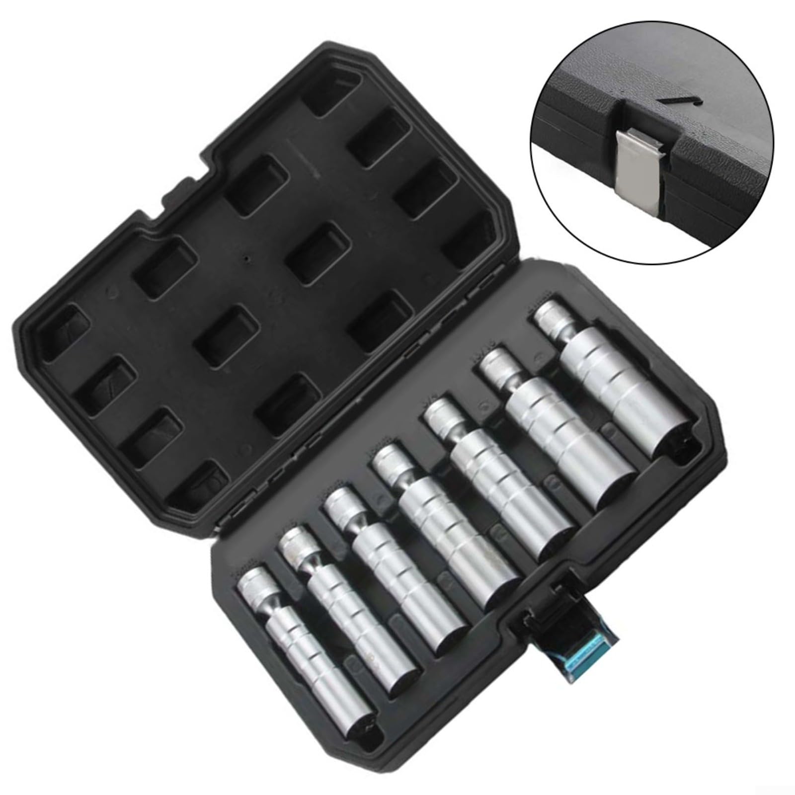 7 Stück Zündkerzenschlüssel Satz,3/8" Zündkerzenstecker-Set Magnetische Steckschlüssel Kombiwerkzeug
