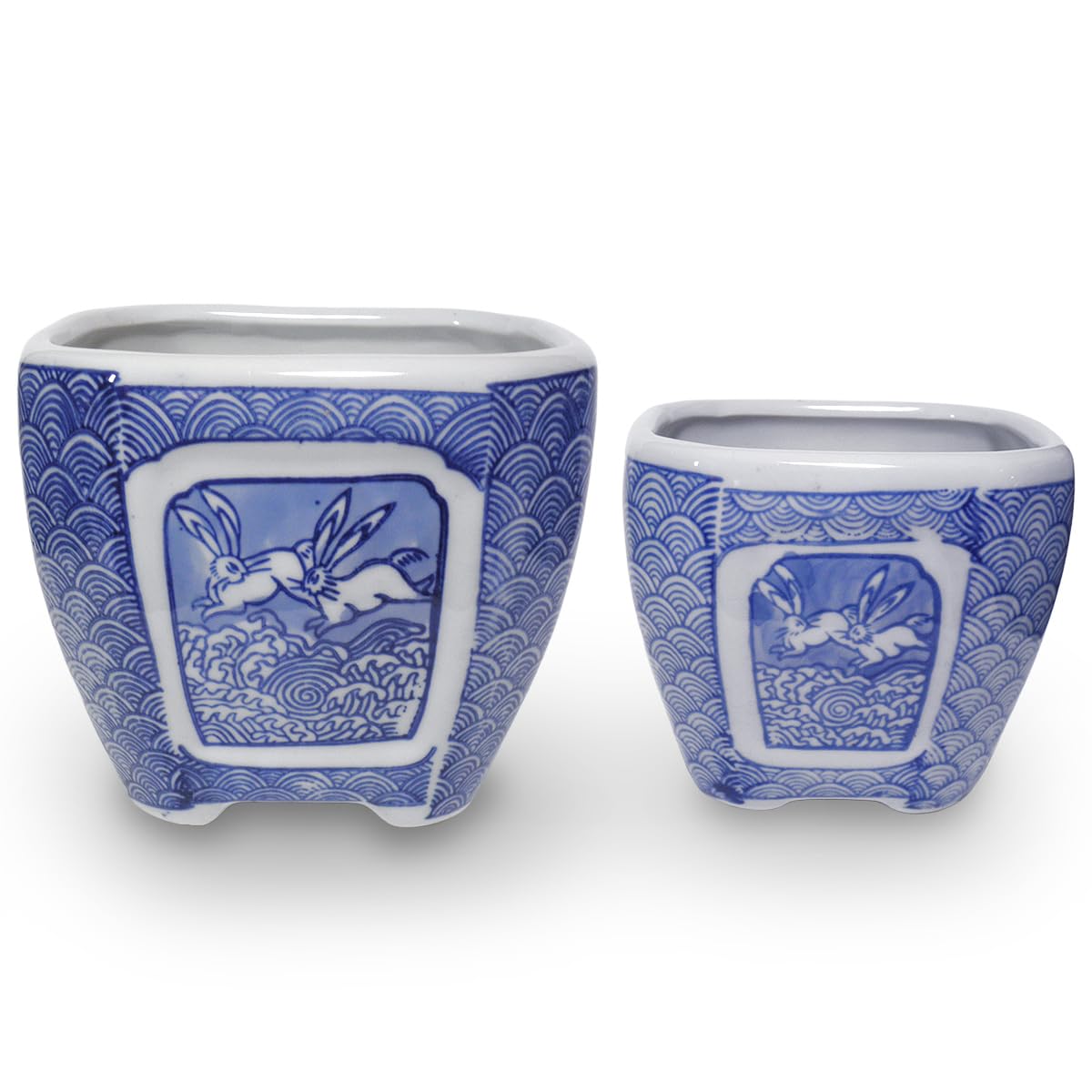 Amazon.co.jp: 植木鉢 陶器 おしゃれ 和風 室内 皿付き 正方角切