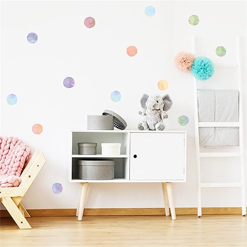 Miniatura 7 de ROFARSO 120 calcomanías de 2.2 pulgadas, calcomanías de pared de lunares coloridos de acuarela, decoración de bricolaje para niños, niñas,