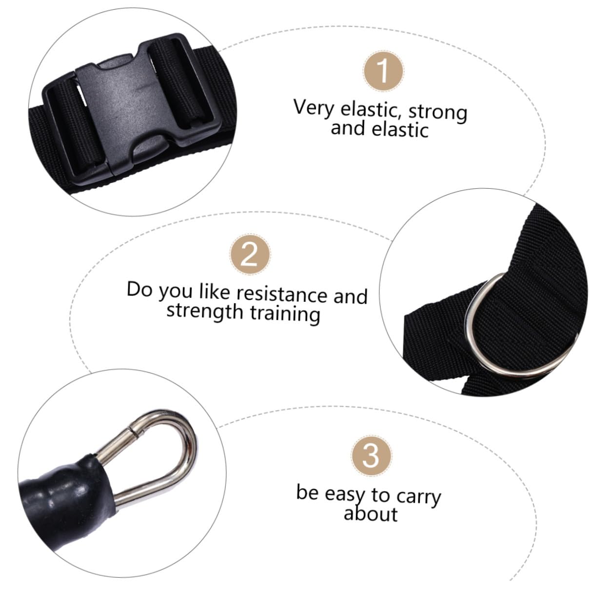 Abaodam Cuerda Hecha de Tela Tejida Negra de Entrenamiento Banda de Resistencia para Ejercicios de Yoga Adecuado para Fitness y Entrenamiento Muscular en Casa