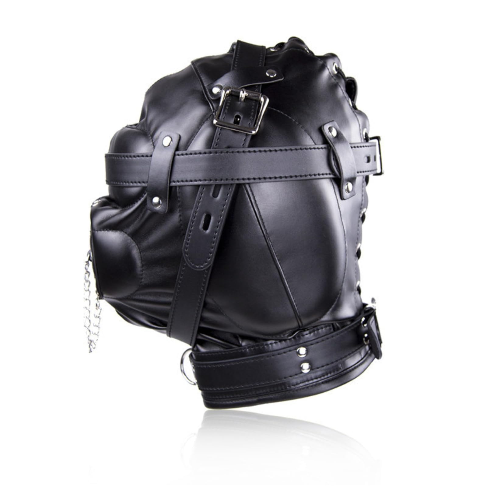 Générique Masque intégral en cuir noir avec cache-bouche amovible, cagoule punk tendance pour les soirées-FRRT02
