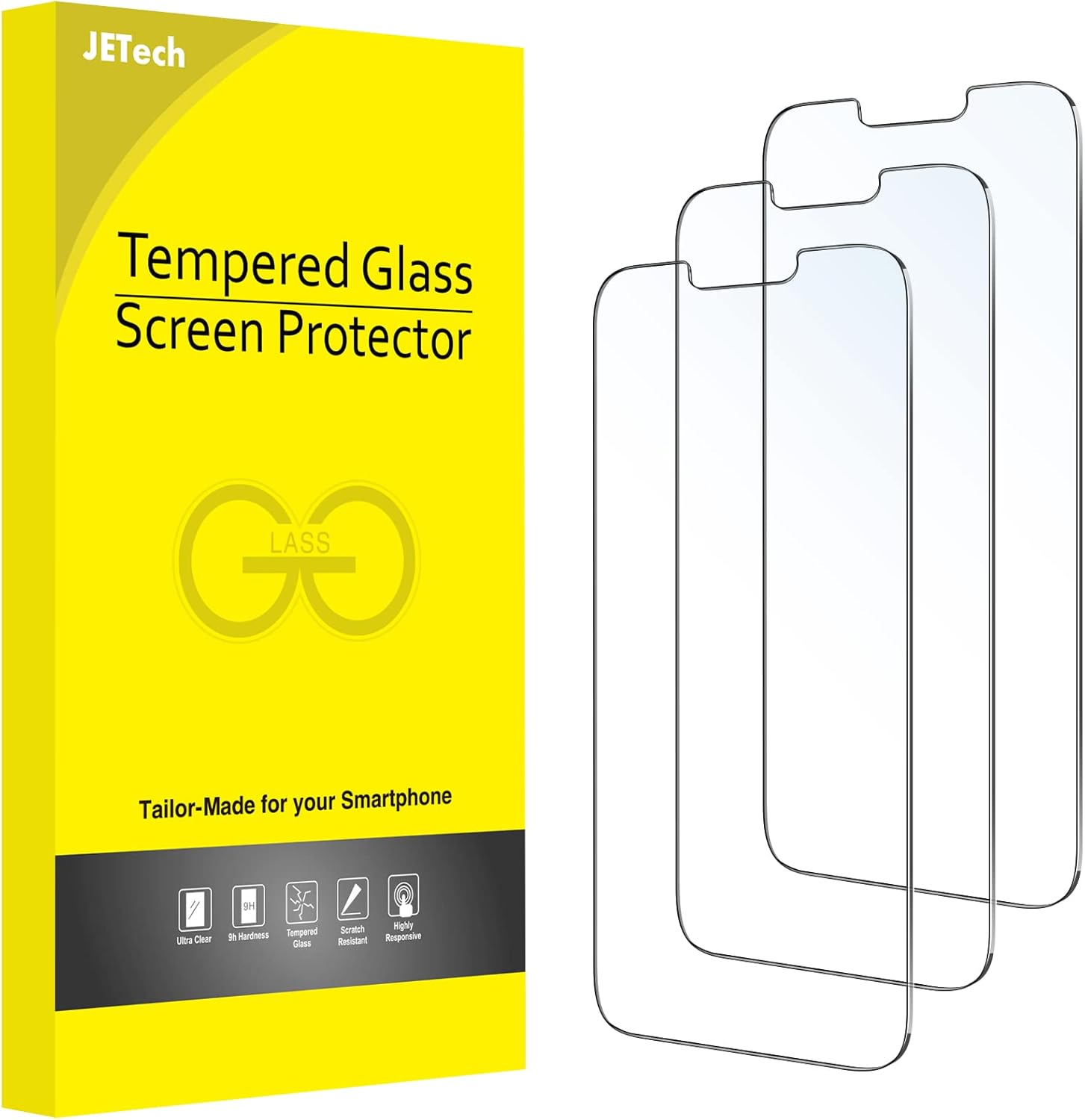 JETech Screen Protector for iPhone 14 6.1Inch, Tempered Glass Film, 3