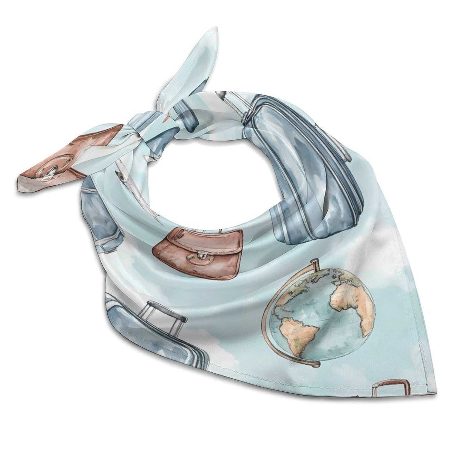 Smazdfxx Unisex As Pic Suitcases Airplane Travel Fashion Head Scarf For Women Silk Like Bandana Kerchief Satin Square Scarves Gifts
