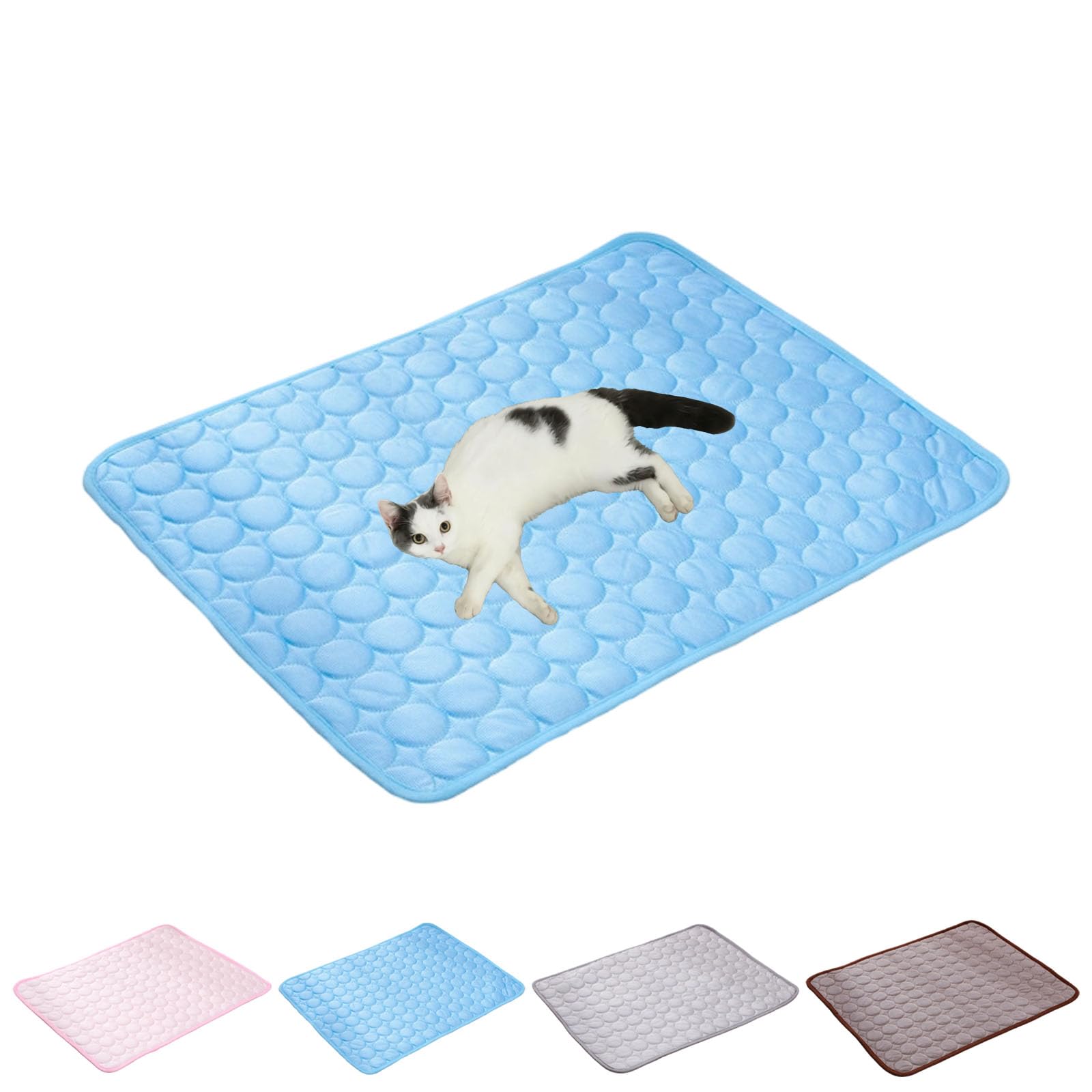Cat Cooling Mat Outdoor, Cooling Mat for Cats & Dog, Ice Silk Breathable Foldable Soft Cool Pad Helps Provide a Comfortable Resting for Dogs and Cats During Warmer Weather (Blue - 24.41x19.69 in)