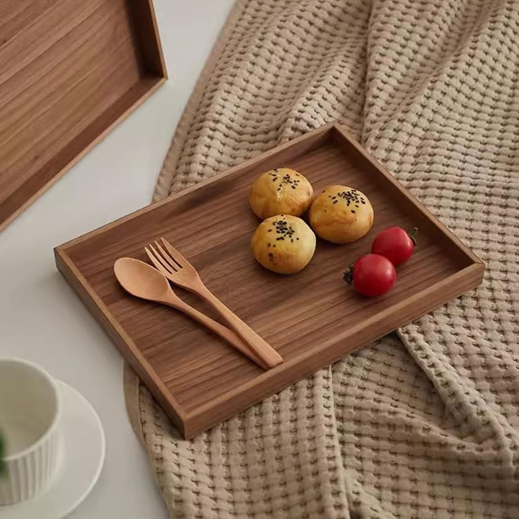 Bandeja de Madera Japonesa para Servir Pizza, té, Rectangular, para Uso doméstico, para Tartas, de Madera Maciza, para café, para Comer en el Regazo (A)
