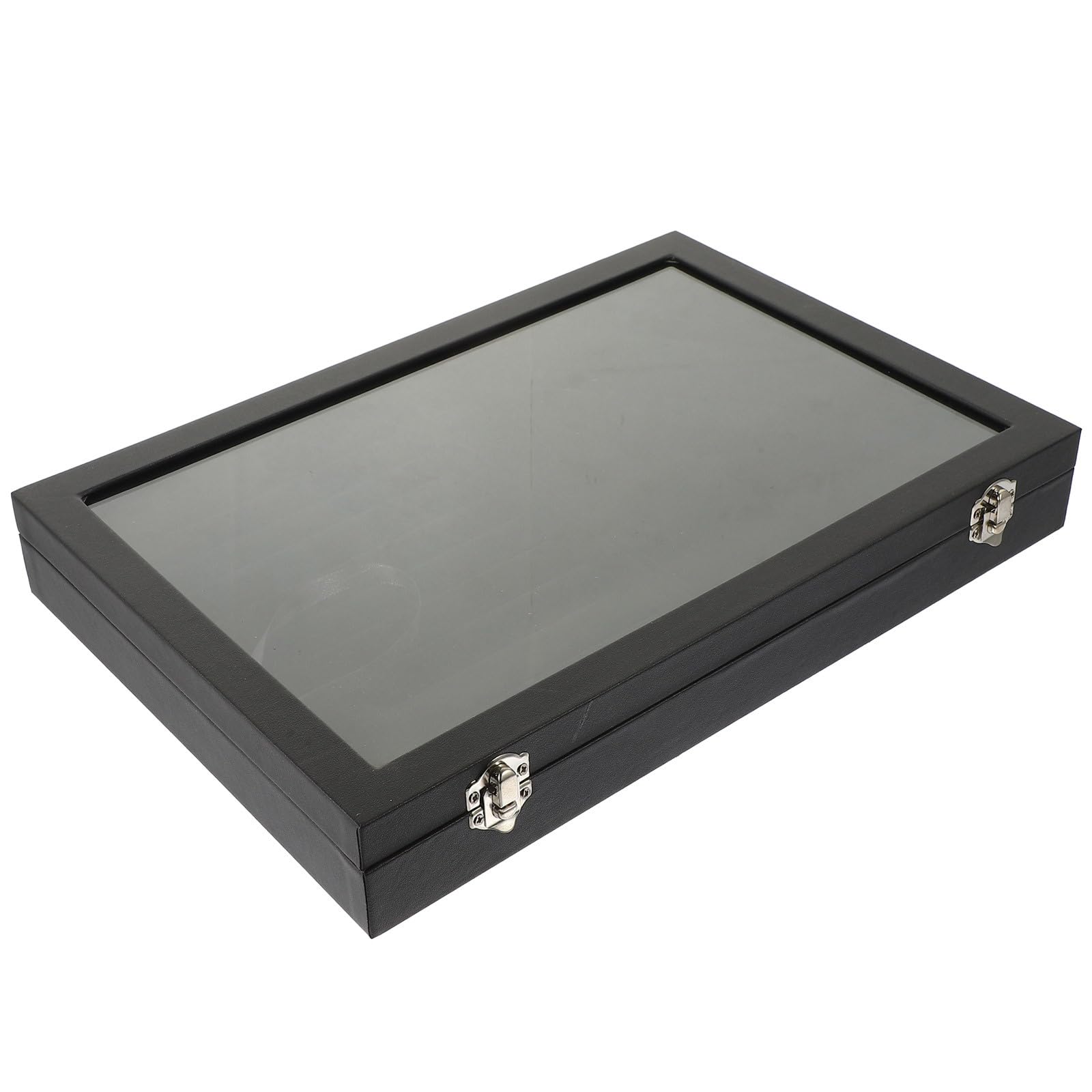 Lshtshf-ou Jewelry Box Large Organizer for Women with Glass Lid Black Portable Necklace and Ring Storage Display Case Jewelry Storage Box for Travel and Home
