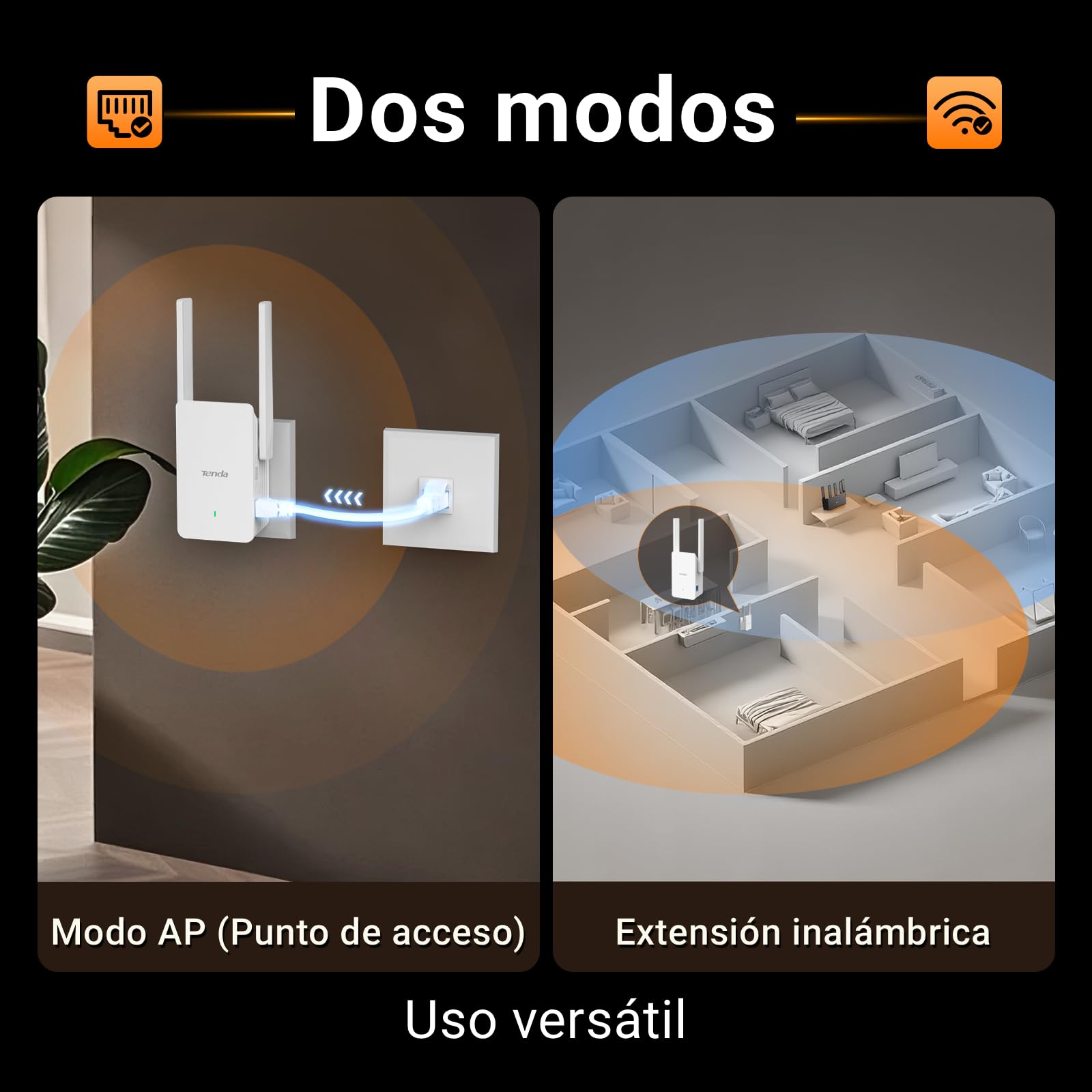 Tenda Wi-Fi 6 Repetidor WiFi AX1500Mbps Extender, Amplificador Cubre hasta 150m², 1 Puerto Gigabit Ethernet, WPS, Modo Ap, Indicador LED, Compatible con Todos los Routers, A23