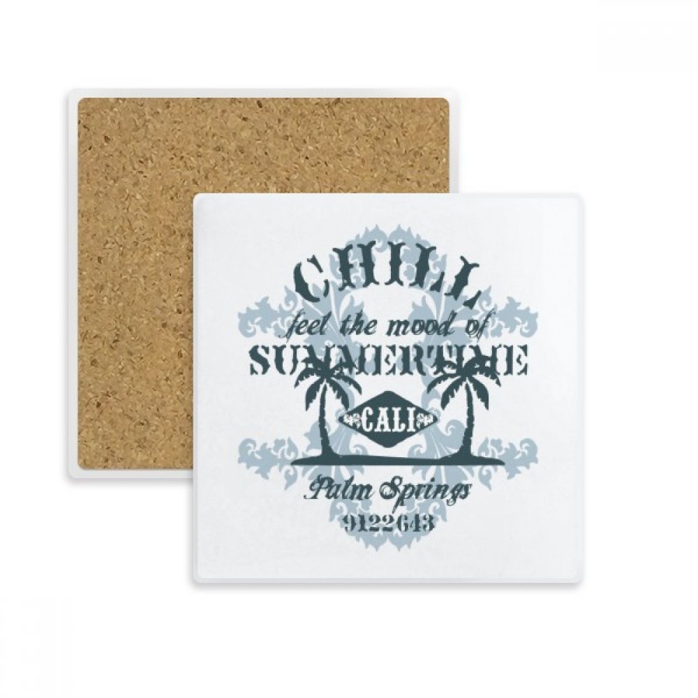Coaster carré pierre absorbant motif plage cocotier multicolor porte-tasse boisson