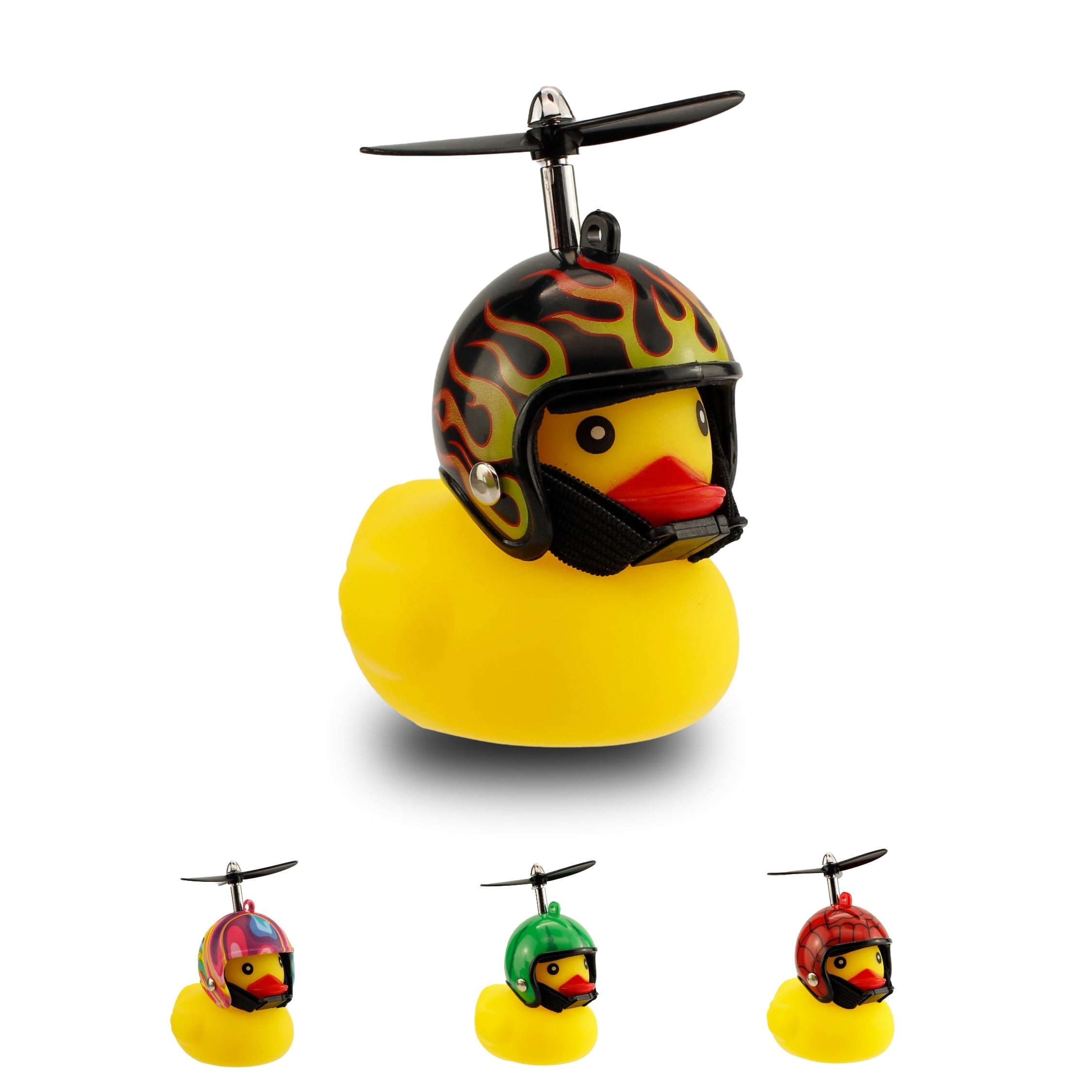 Winkee - Bicycle Squeaky Duck with Helmet | The Cute Bicycle Horn with Helmet and Propeller | Squeaky Duck Bicycle - for Children | Duck with Helmet | Rubber Bike Decoration