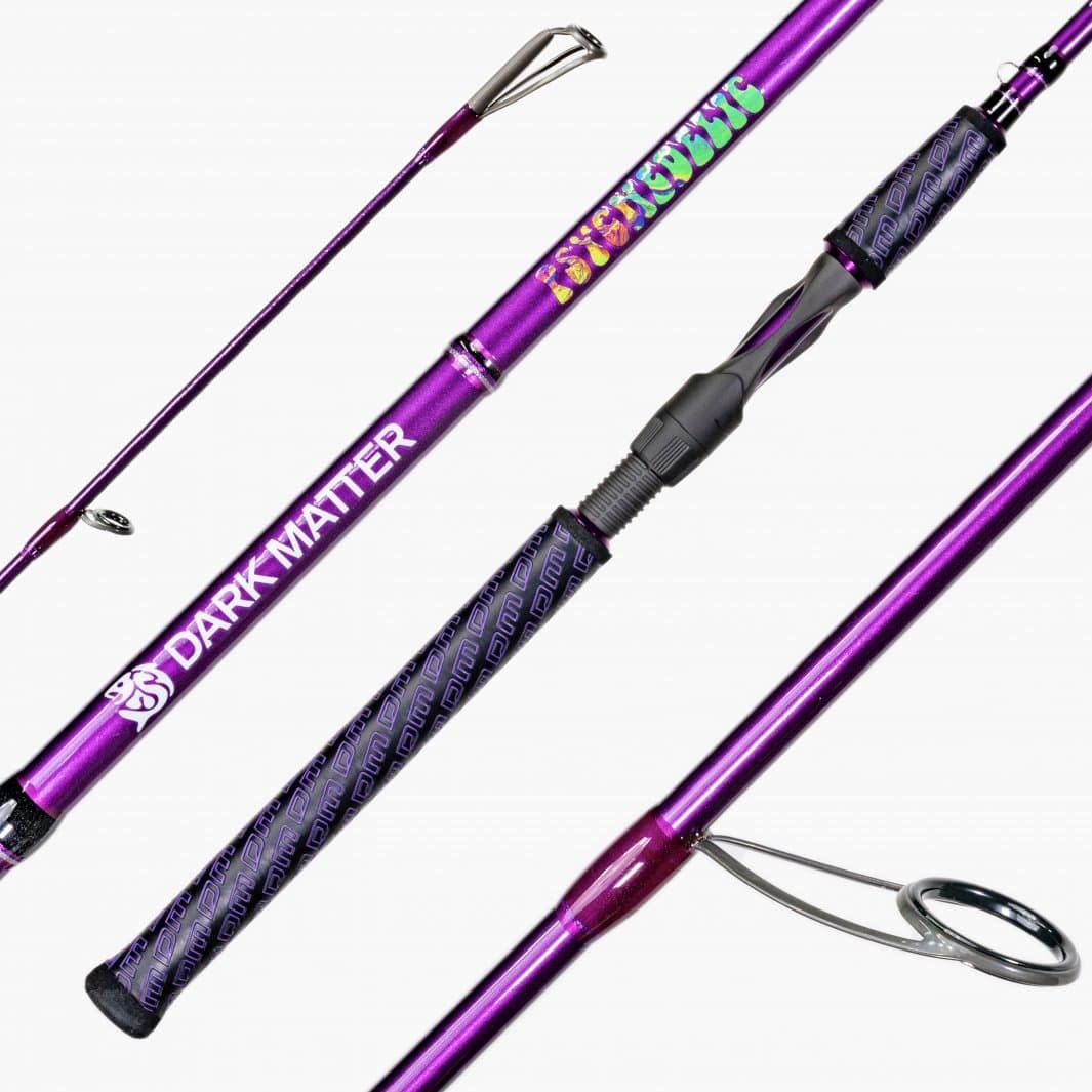 Dark Matter Inshore Spinning Rod- Ultralight Dark Matter Fishing Rod, Light Spinning Rod for Inshore Fishing, Fishing Pole for Saltwater, Durable Fishing Rod - Psychedelic Rod Purple (7'0