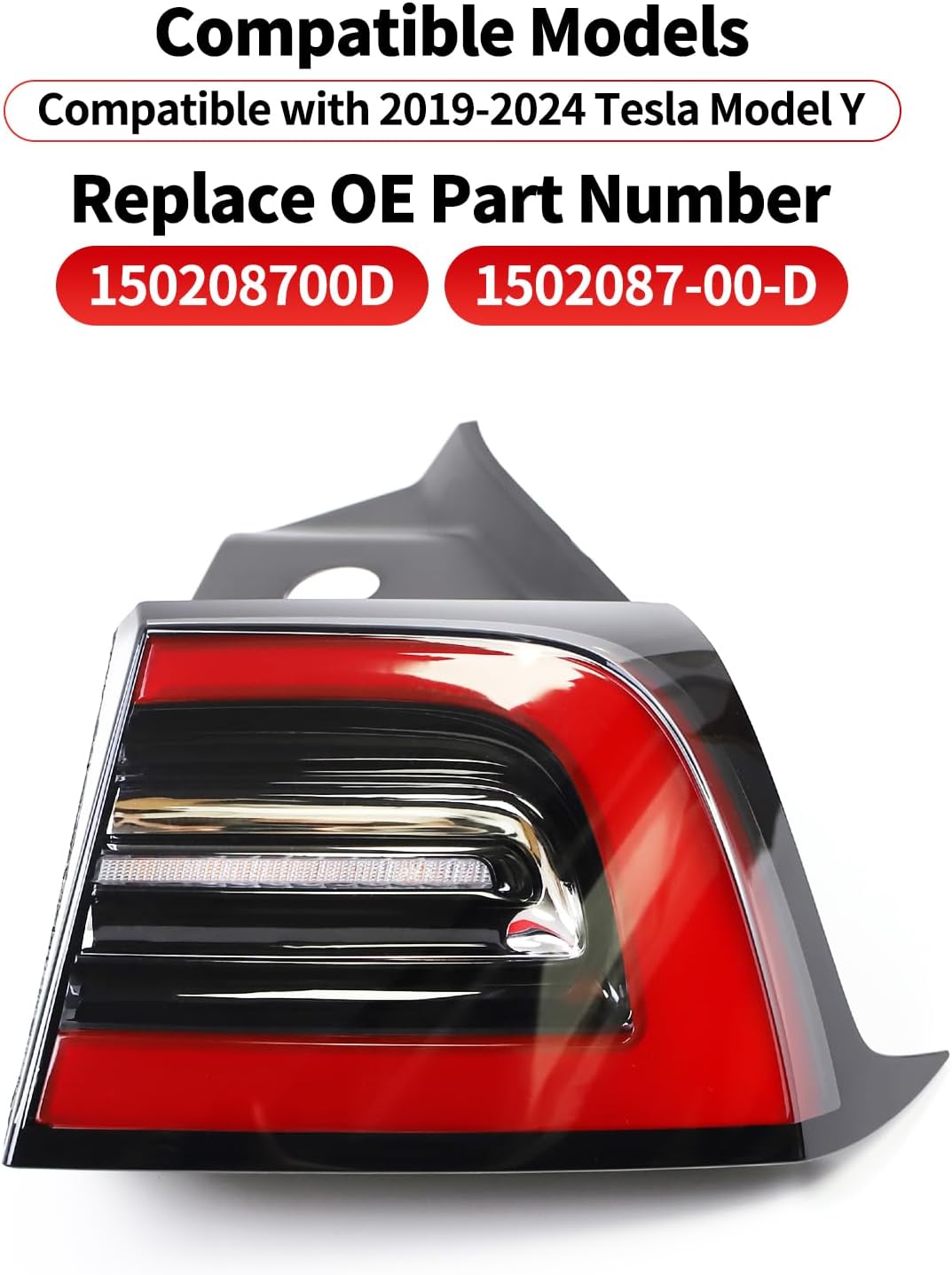 Rear Outer Tail Light Assembly Led Lamp for Tesla Model Y, Brake Turn Signal Tail Lamp for Tesla 2019-2024 (Right)