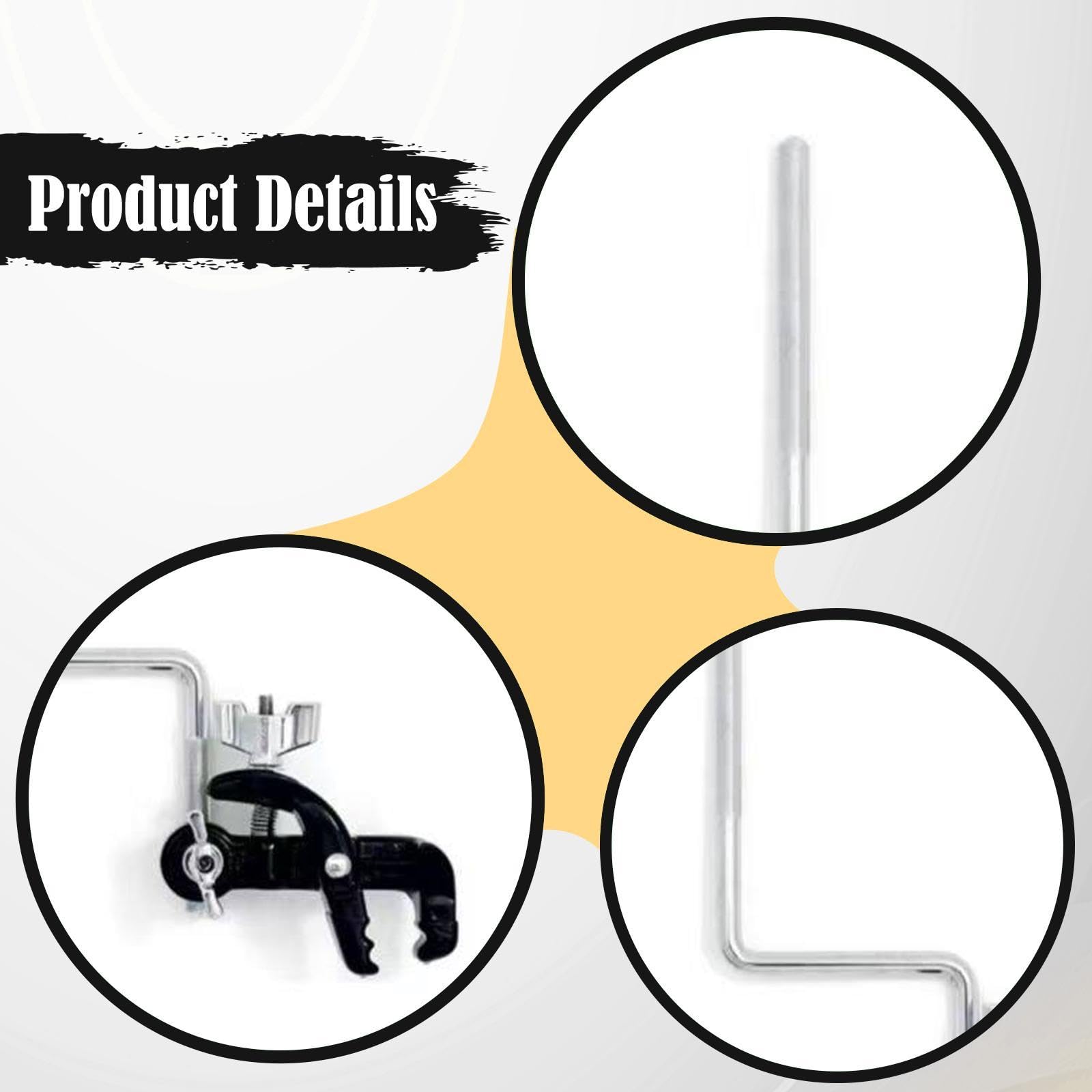 Supporto per Cerchio per Grancassa Supporto a Braccio Z Morsetto Robusto Materiale in Acciaio Inossidabile Installazione Senza Attrezzi, Asta Del Campanaccio