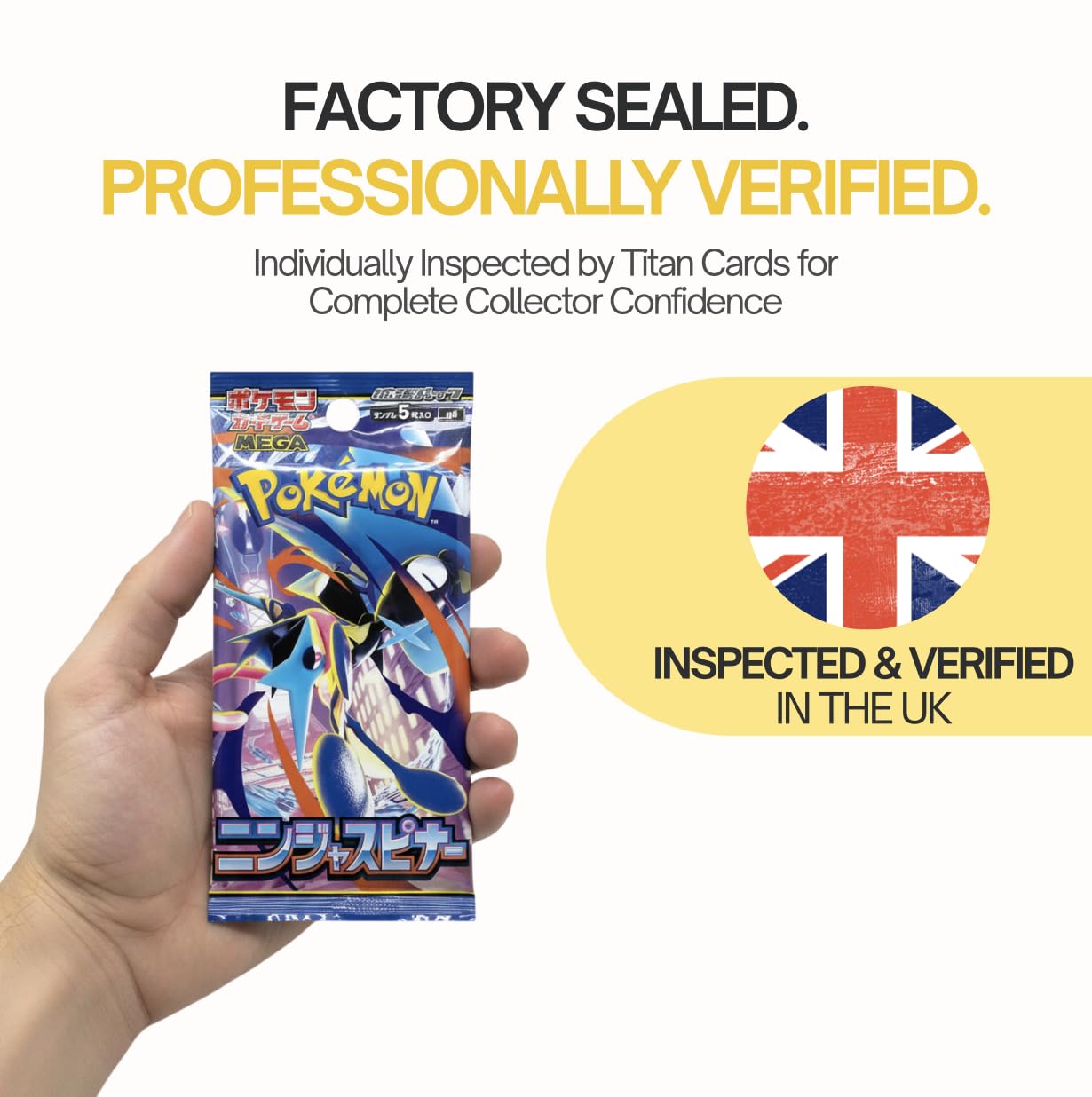 Pokemon TCG Ninja Spinner japońskie pudełko Booster Box (30 paczek) | Rosnące japońskie karty Pokémon Chaos | Seria Mega Evolution, 5 kart w opakowaniu, uwierzytelnione przez Titan