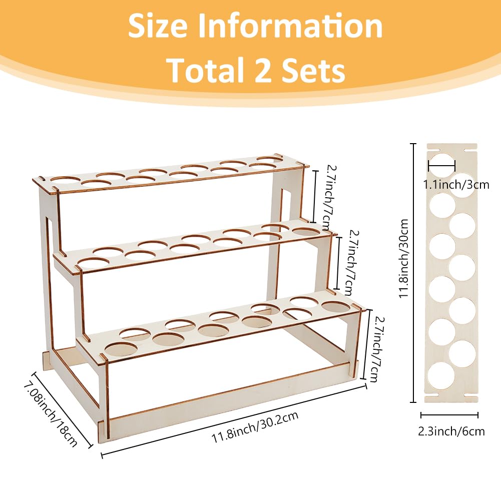 SUPERFINDINGS Set di Supporti per Coni Gelato con 2 buchi Porta Coni In Legno A 66 livelli Porta Coni per Dolci e Caramelle per Feste di Compleanno e Matrimoni