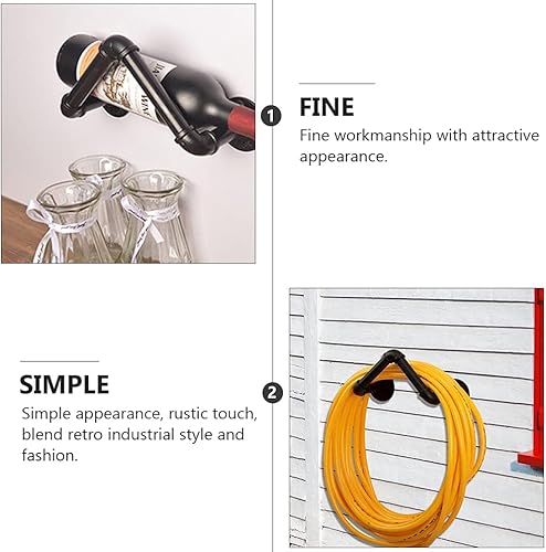 Miniatura 9 de Hemoton Gancho decorativo de pared para vino montado en la pared, soporte de hierro, soporte para botella de vino, soporte de almacenamiento de vino