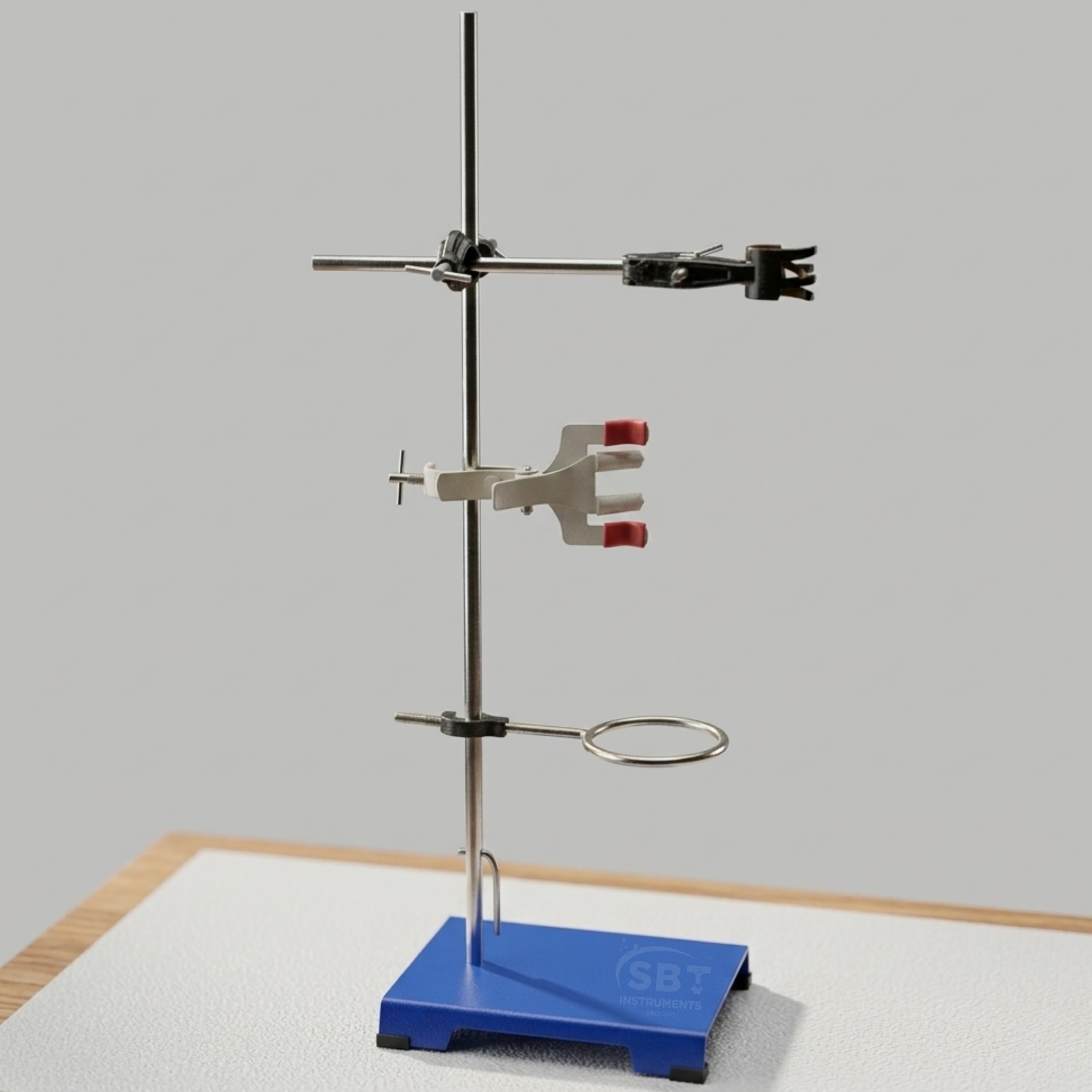 SBT INSTRUMENTS Burette Stand / Retort Stand with Heavy Base and Rod with Fisher Clamp | Chemistry Lab Stand for School, College & Research Laboratories | Laboratory Equipment (Combo of 4 items)