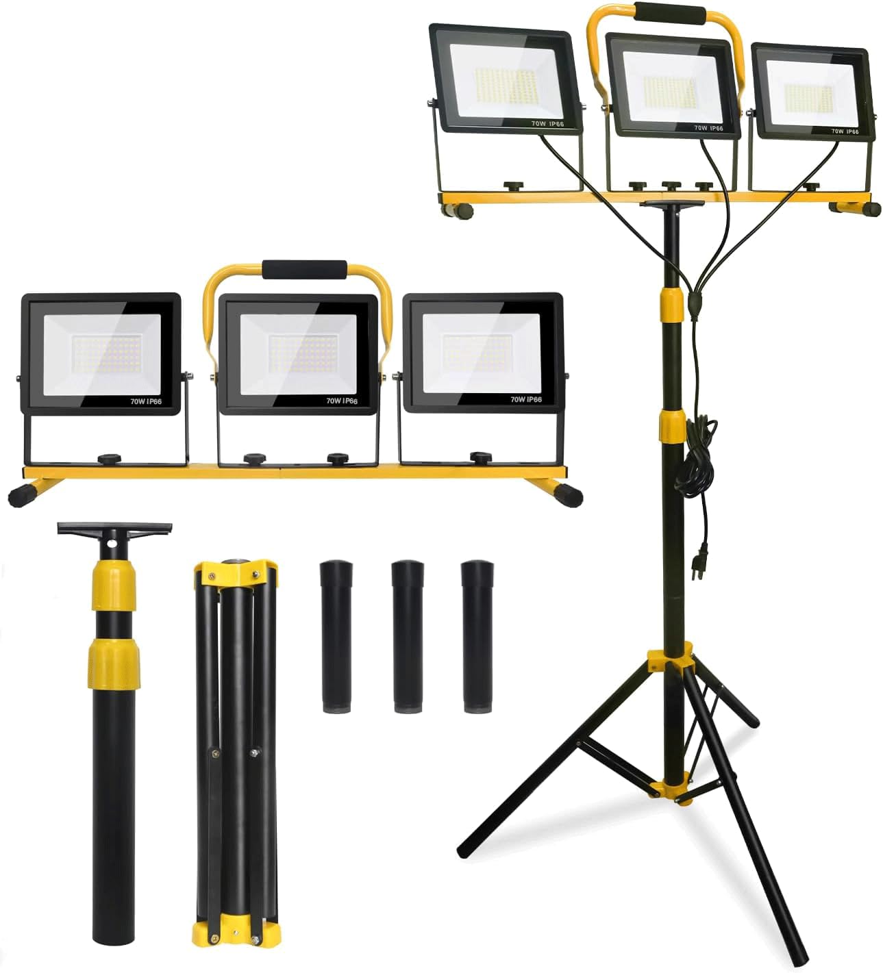 Photo 1 of Jefedana LED Light Work Stand: 21000LM Portable Lighting for Job Site, Construction & Garage Workshop - New, Black