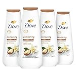 Dove Body Wash 4 Count Pampering Shea Butter & Vanilla for Renewed, Healthy-Looking Skin Gentle Skin Cleanser with 24hr Renewing MicroMoisture 20 oz