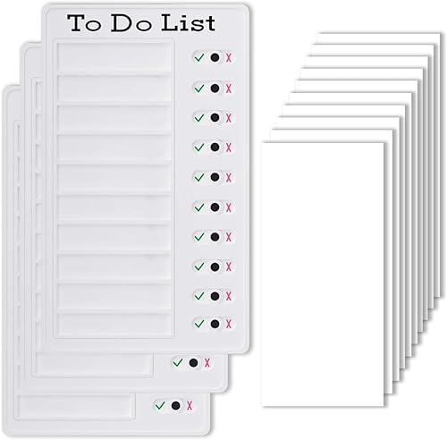 Tabla de tareas deslizantes para niños, lista de verificación de plástico con 10 notas de cartulina desmontables, tablero de lista de tareas diarias