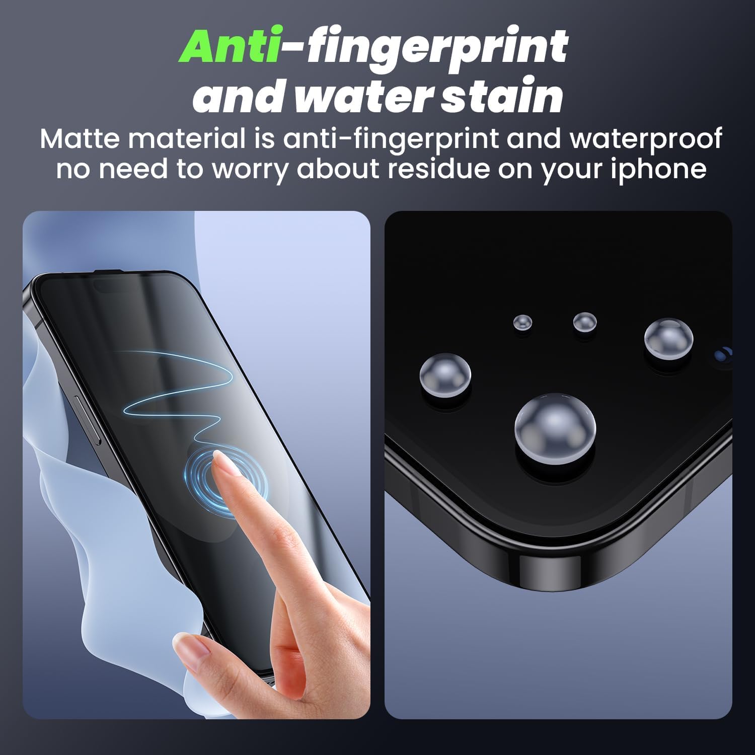Pellicola protettiva opaca per iPhone 15 Pro Max, pellicola da gioco, zero bolle, in vetro temperato anti-impronte e anti-spia, con strumenti di installazione, confezione da 2