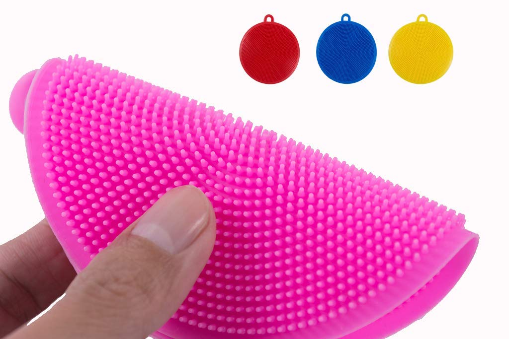 Kitchen Sponges Dish sponges for Washing Non-Slip Dishes Silicone Sponge Cup mat Washing Kitchen Scrubber Multipurpose Better Sponges Non Stick Cleaning Kitchen Gadgets Brush Accessories（4 Pack