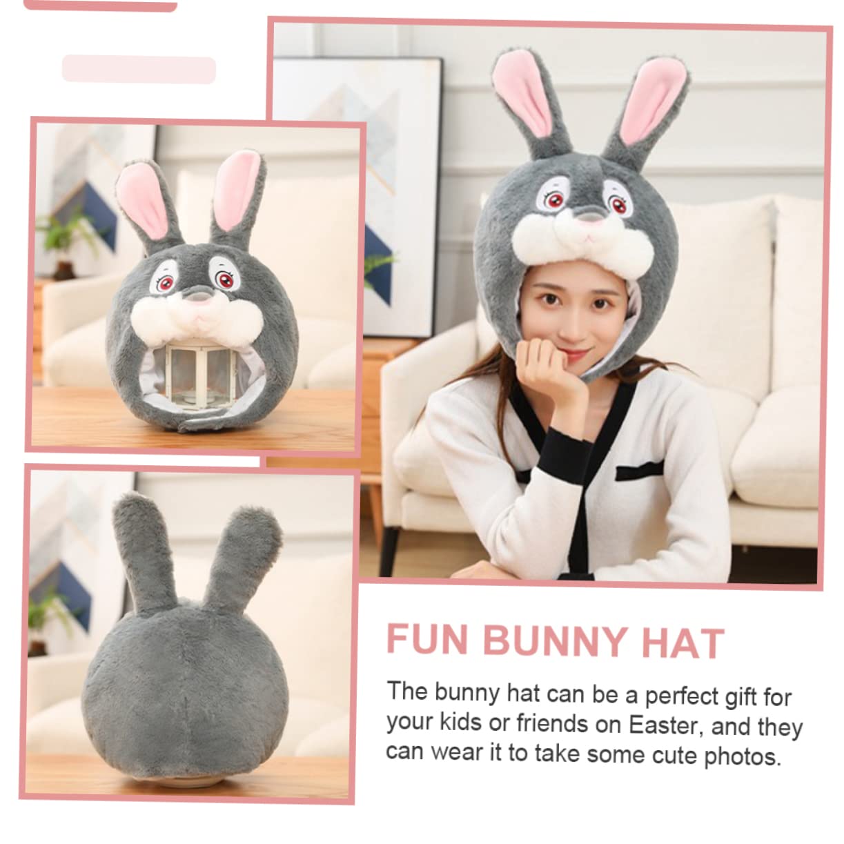 Toyvian 2piezas Sombrero De Conejo De Peluche Con Orejas Ajustables Gorro Divertido Para Pascua Accesorio y Fotografía Infantil Adultos