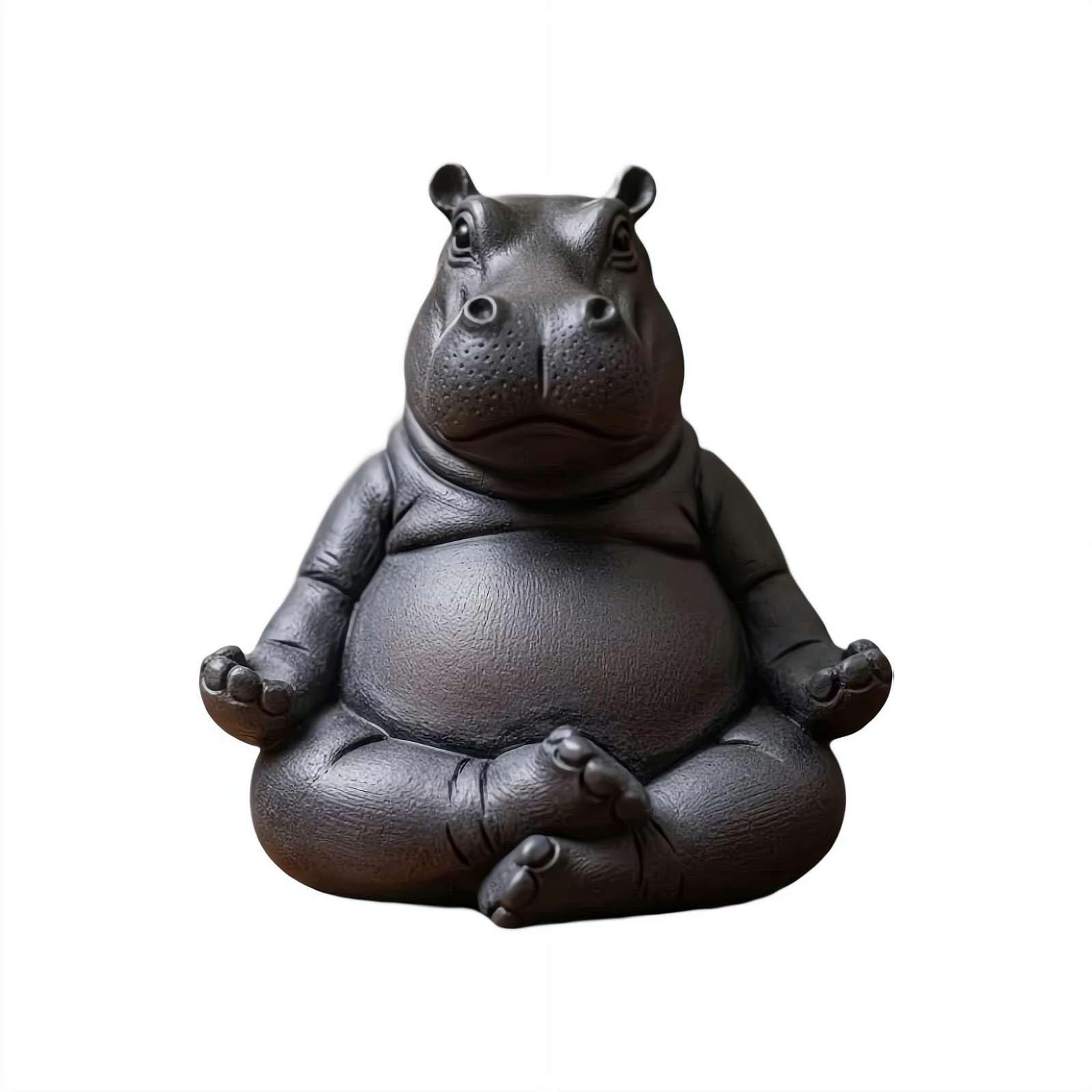 Clumsy Yoga Master Hippo, Funny Hippo Statue, Handcrafted 3D Printed Resin Hippopotamus Figurine, The Adorably Imperfect Yogi, Unique Meditation Sculpture Desktop Decor for Home Office Gift