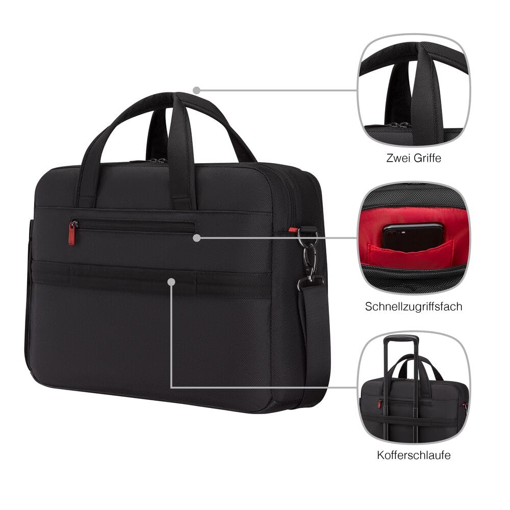 WENGER Meteor Brief Laptop-Tasche, Notebook bis 17 Zoll, Tabletfach, Aktentasche, Büro Business Uni, Schwarz